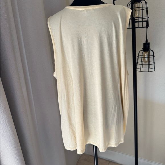 Eileen Fisher Size 2X Georgette Butter Yellow Crepe Ballet Neck Tank - Picture 4 of 6